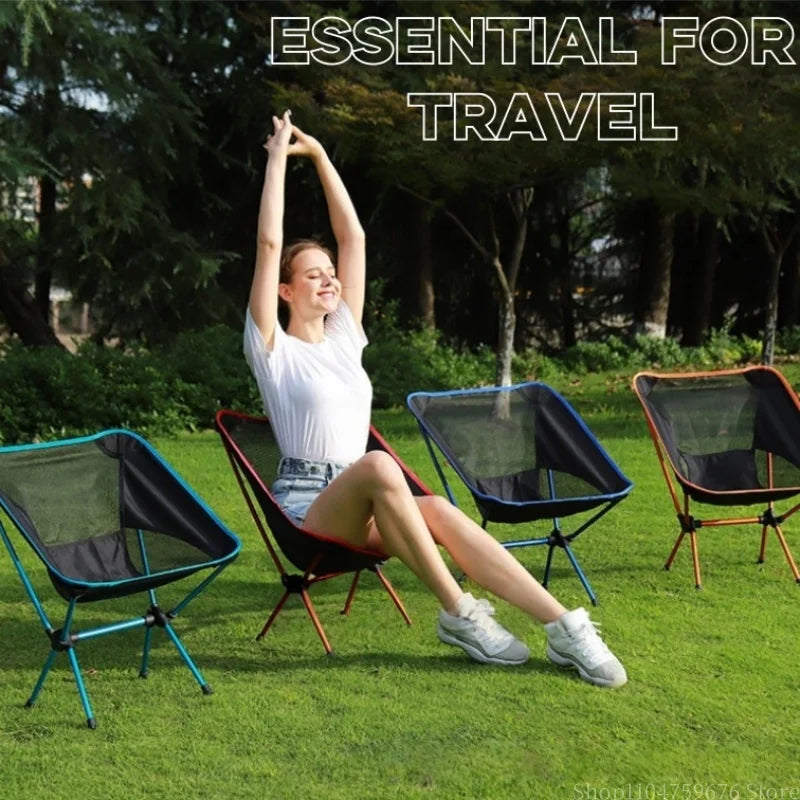 Ultra-Light Foldable Aluminum Alloy Moon Chair – Reclining Outdoor Fishing & Camping Chair
